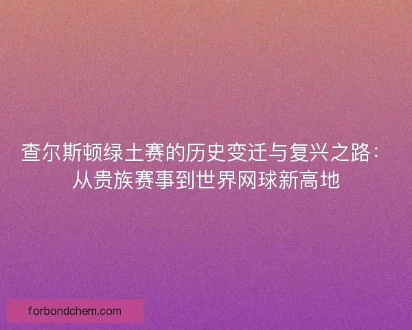 查尔斯顿绿土赛的历史变迁与复兴之路:从贵族赛事到世界网球新高地 查尔斯顿绿土赛的历史变迁与复兴之路:从贵族赛事到世界网球新高地