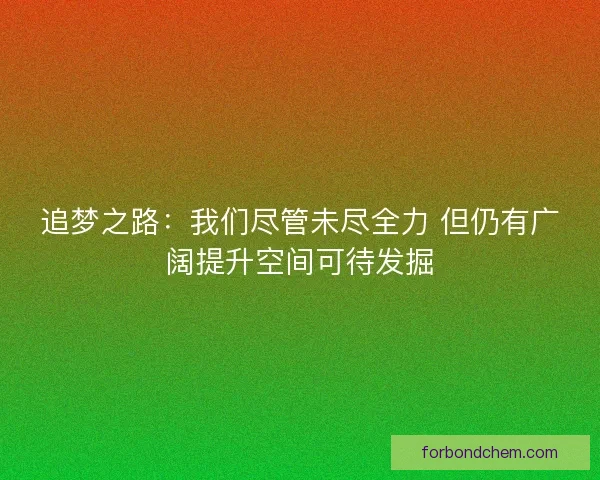 追梦之路：我们尽管未尽全力 但仍有广阔提升空间可待发掘