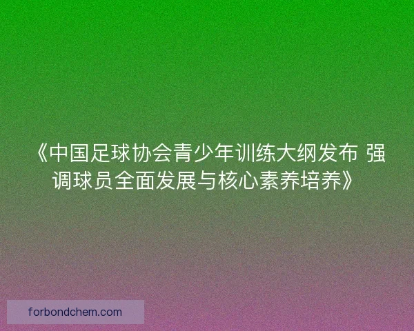 《中国足球协会青少年训练大纲发布 强调球员全面发展与核心素养培养》