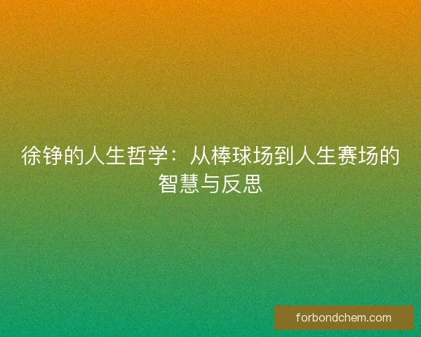 徐铮的人生哲学：从棒球场到人生赛场的智慧与反思